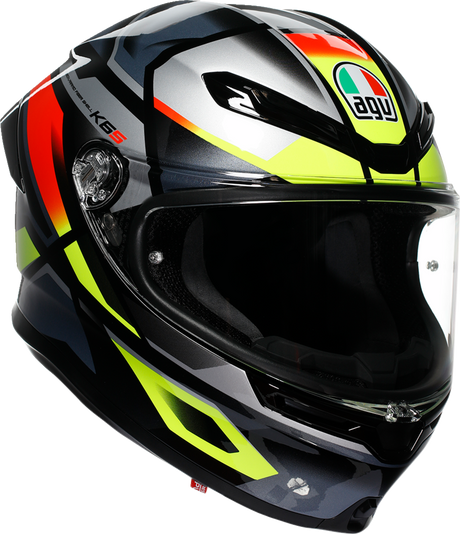 AGV K6 S Helmet Erazer - Black/Red/Yellow Fluo for Medium Fit - Enhanced Ventilation and Safety Features