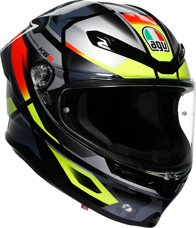 AGV K6 S Helmet Erazer - Black/Red/Yellow Fluo for Medium Fit - Enhanced Ventilation and Safety Features