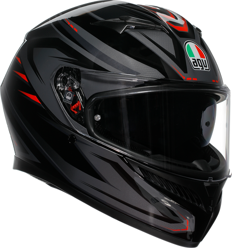 AGV K3 Helmet - Syth Black/Red - Medium | Sportbike Motorcycle Helmet with Pinlock MaxVision Visor, Ventilation, and Aerodynamic Shell for All Riding Positions