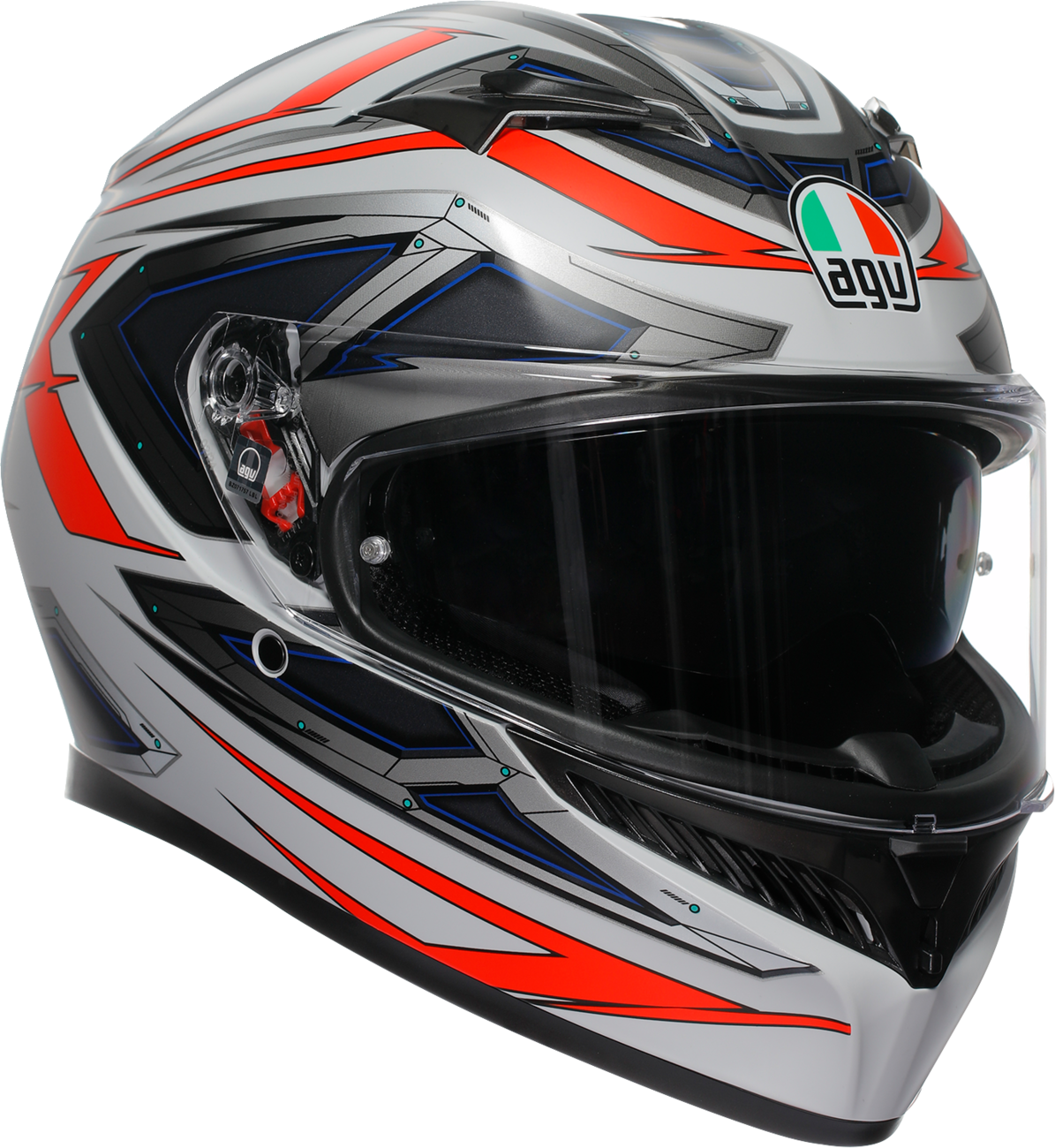 AGV K3 Helmet Space Matte White/Red Fluo XL - Motorcycle Helmet for Sport and Touring Vehicles