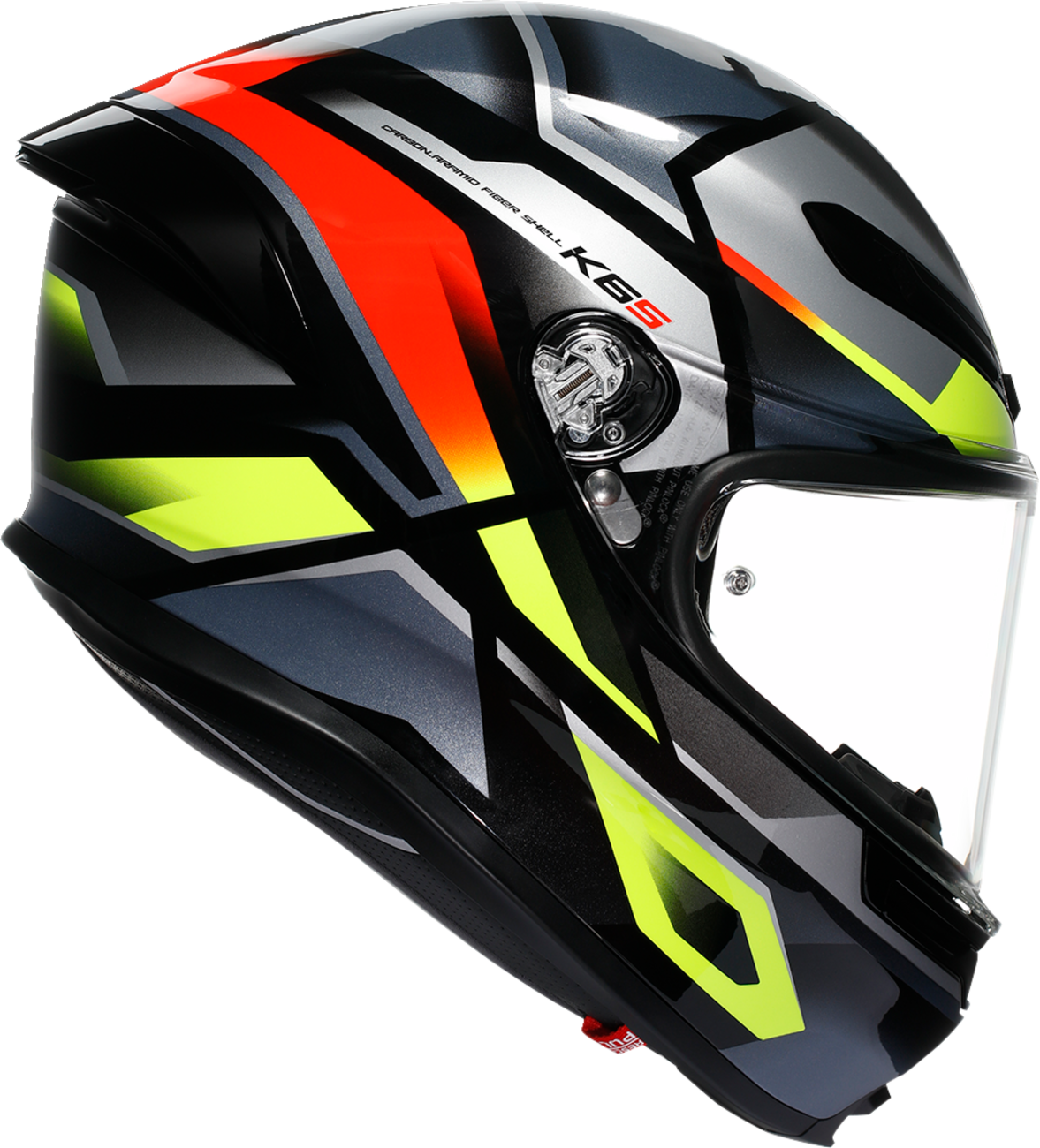 AGV K6 S Erazer Motorcycle Helmet - Black/Red/Yellow Fluo - 2XL with Ventilation and Aerodynamic Design for Sport and Touring Vehicles