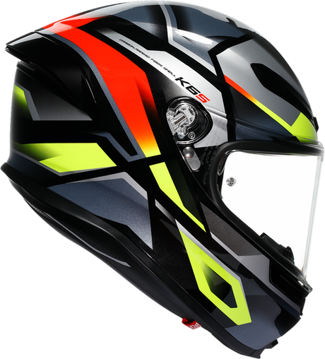 AGV K6 S Erazer Motorcycle Helmet - Black/Red/Yellow Fluo - 2XL with Ventilation and Aerodynamic Design for Sport and Touring Vehicles