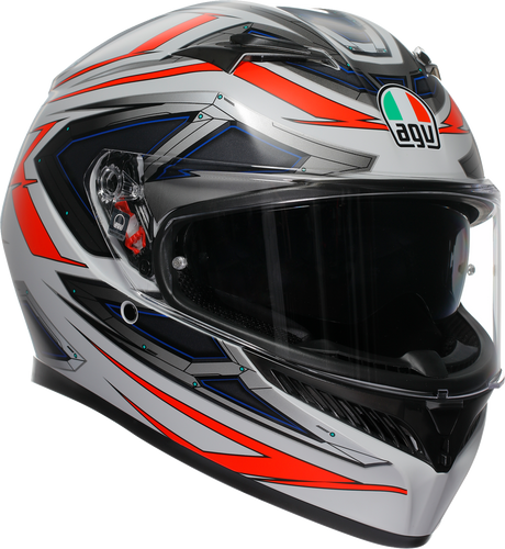 AGV K3 Helmet Space Matte White/Red Fluo - Large - Compatible with Honda CBR600RR, Yamaha YZF-R6, Kawasaki Ninja ZX-6R, Suzuki GSX-R600, and more