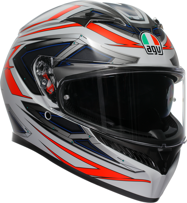 AGV K3 Helmet Space Matte White/Red Fluo - Large - Compatible with Honda CBR600RR, Yamaha YZF-R6, Kawasaki Ninja ZX-6R, Suzuki GSX-R600, and more