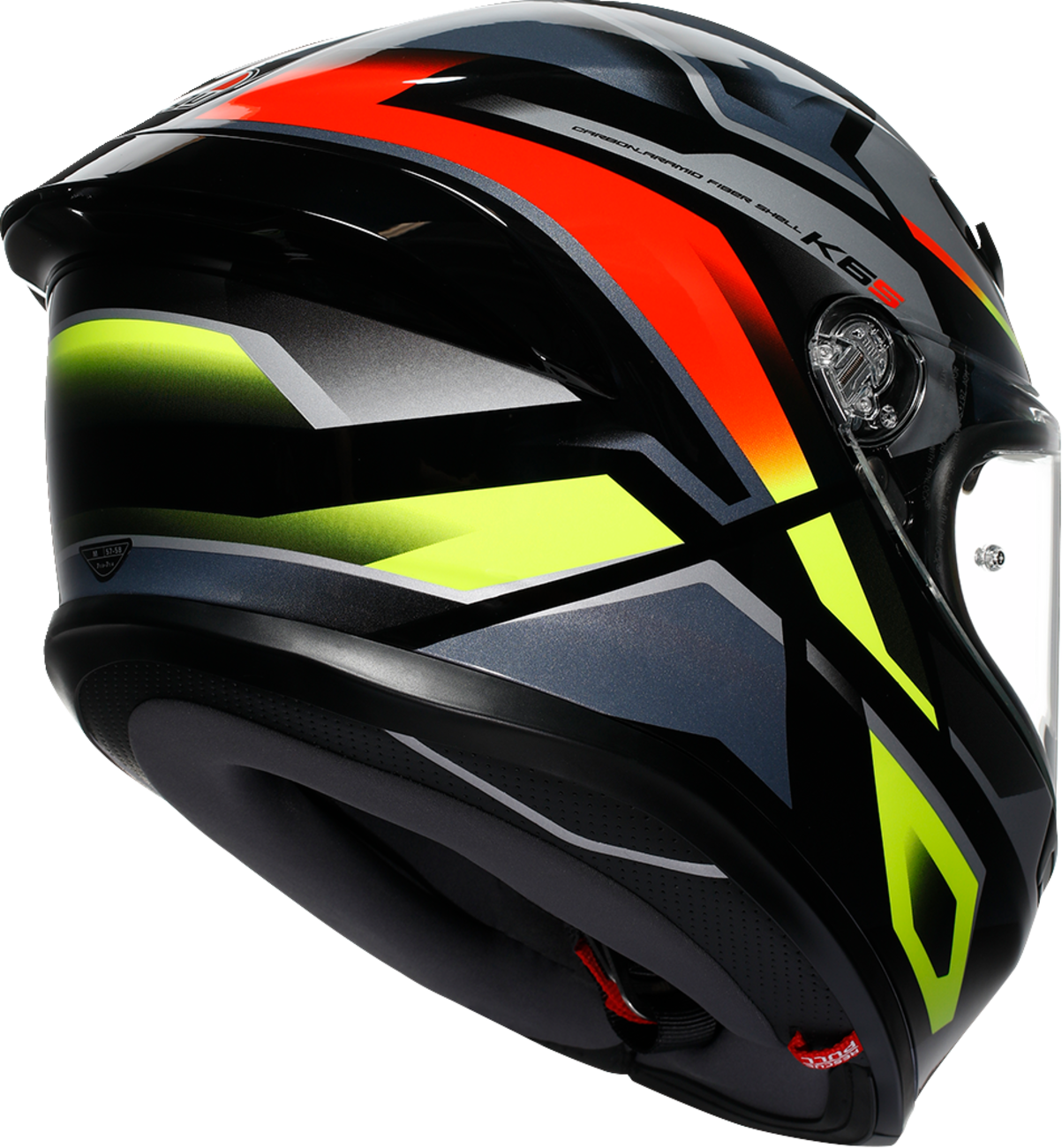 AGV K6 S Erazer Helmet for Motorcycles - Black/Red/Yellow Fluo - Large (Part 2118395002-026-L)