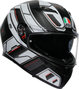 AGV K3 Rivia Matte Black/White Motorcycle Helmet - XL fits Honda, Yamaha, Kawasaki, Suzuki, Ducati, BMW, and more