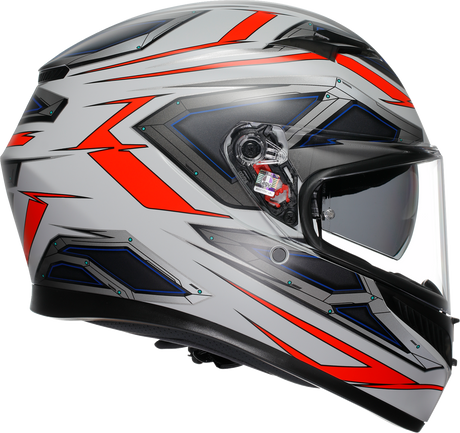 AGV K3 Helmet Space Matte White/Red Fluo - Large - Compatible with Honda CBR600RR, Yamaha YZF-R6, Kawasaki Ninja ZX-6R, Suzuki GSX-R600, and more