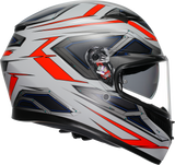 AGV K3 Helmet Space Matte White/Red Fluo XL - Motorcycle Helmet for Sport and Touring Vehicles