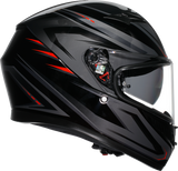 AGV K3 Helmet Syth Black/Red 2XL – Motorcycle Helmet for Sport and Touring Bikes