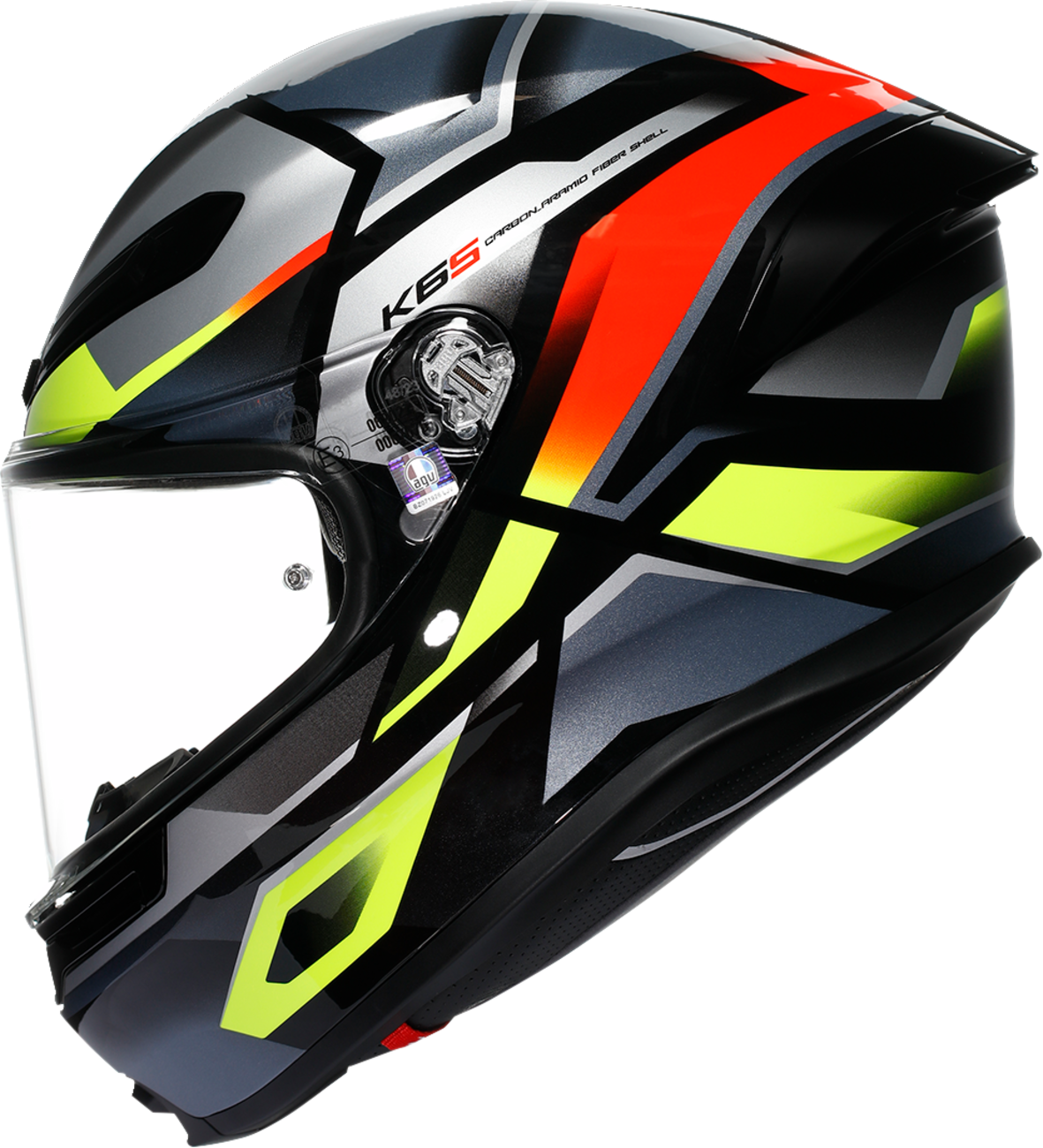 AGV K6 S Erazer Helmet for Motorcycles - Black/Red/Yellow Fluo - Large (Part 2118395002-026-L)