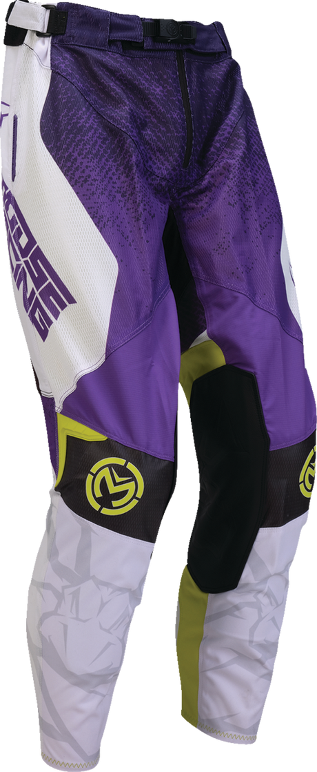 MOOSE OFFROAD Sahara Pants - Purple/Hi-Viz, US 26 Slim Fit with Durable Knee Panels and Ventilated Mesh for Off-Road Riding