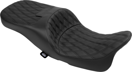 Drag Specialties Seats Extended Reach Freedom Seat for Harley FLHX, FLTRX, FLHR, FLHTCU 2009-2025 - Black Vinyl with Double Diamond Stitch