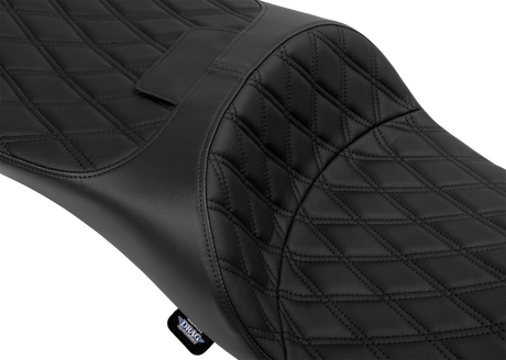 Drag Specialties Seats Extended Reach Freedom Seat for Harley FLHX, FLTRX, FLHR, FLHTCU 2009-2025 - Black Vinyl with Double Diamond Stitch
