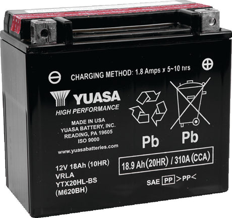 Yuasa YTX20HL-BS High Performance AGM Battery w/Bottle
