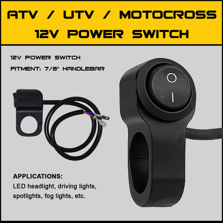 Pathfinder PWRMS Power Switch Mount with 18-inch Power Cable for 22mm Bars