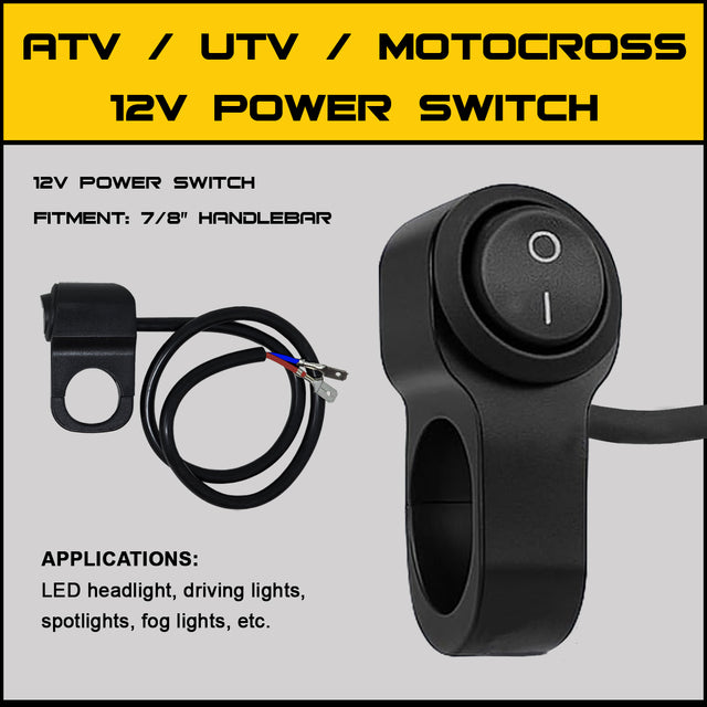 Pathfinder PWRMS Power Switch Mount with 18-inch Power Cable for 22mm Bars