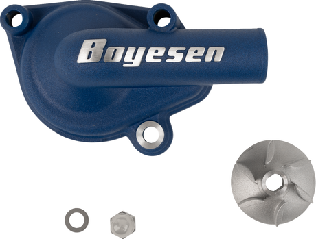 BOYESEN WPK-42L Water Pump Kit for Gas Gas, Husqvarna, KTM - Blue Aluminum High-Flow Cooling System Upgrade