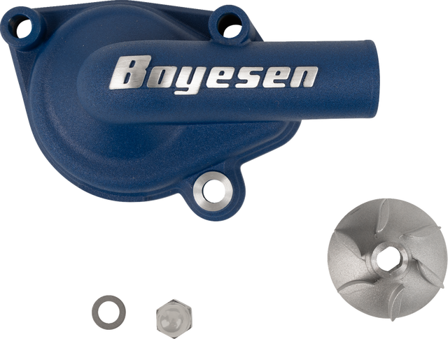 BOYESEN WPK-42L Water Pump Kit for Gas Gas, Husqvarna, KTM - Blue Aluminum High-Flow Cooling System Upgrade