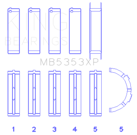 King Engine Bearings Ford 281 4.6L SOHC 16V Performance Main Bearing Set - Size STD