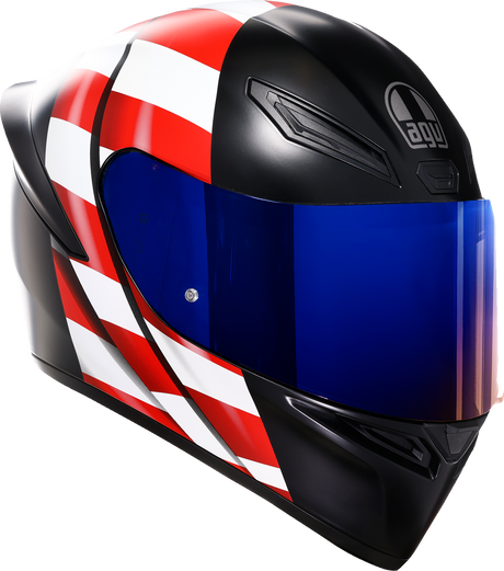 AGV K1 S US Flag Helmet - Red, White & Blue - Small, Motorcycle Helmet with Aerodynamic Design and Ventilation