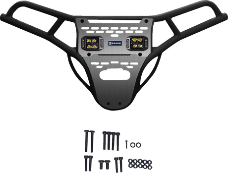 RAVEK Front Bumper/Skid Plate with Amber Lights - Black - RZR XP 1000 64-317BKLA