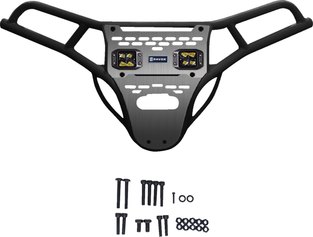 RAVEK Front Bumper/Skid Plate with Amber Lights - Black - RZR XP 1000 64-317BKLA