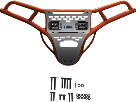 RAVEK Front Bumper/Skid Plate with White Lights - Orange - RZR XP 1000 64-317ORL