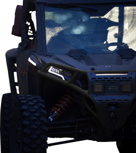 RAVEK Front Bumper/Skid Plate with White Lights - Black - RZR XP 1000 64-317BKL