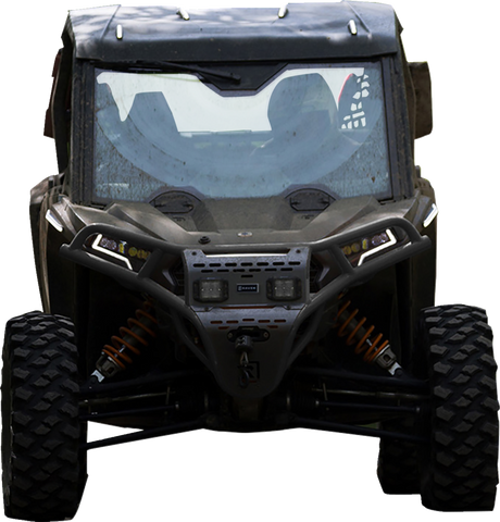 RAVEK Front Bumper/Skid Plate with White Lights - Black - RZR XP 1000 64-317BKL