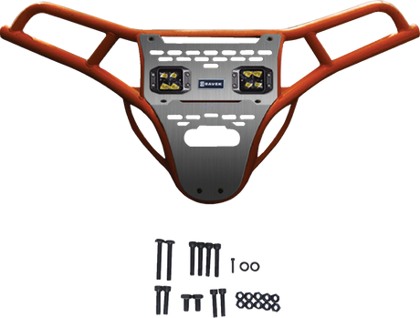RAVEK Front Bumper/Skid Plate with Amber Lights - Orange - RZR XP 1000 64-317ORLA