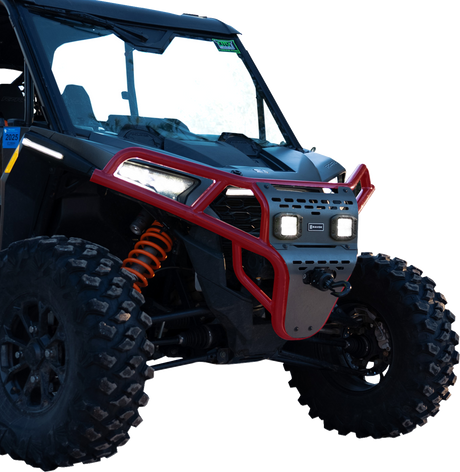 RAVEK Front Bumper/Skid Plate with White Lights - Red - RZR XP 1000 64-317RDL