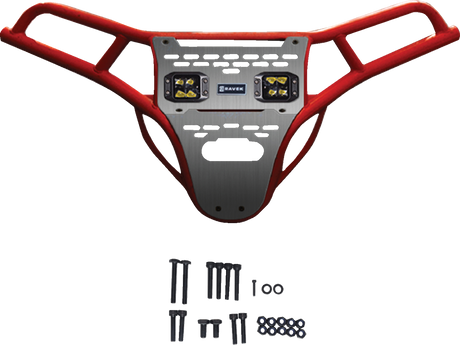 RAVEK Front Bumper/Skid Plate with Amber Lights - Red - RZR XP 1000 64-317RDLA