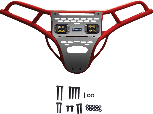 RAVEK Front Bumper/Skid Plate with Amber Lights - Red - RZR XP 1000 64-317RDLA