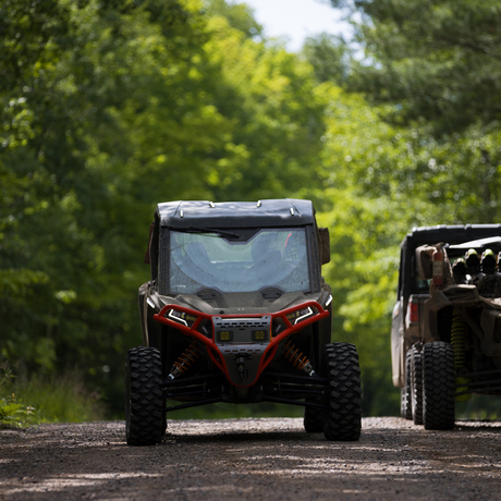 RAVEK Front Bumper/Skid Plate with Amber Lights - Red - RZR XP 1000 64-317RDLA