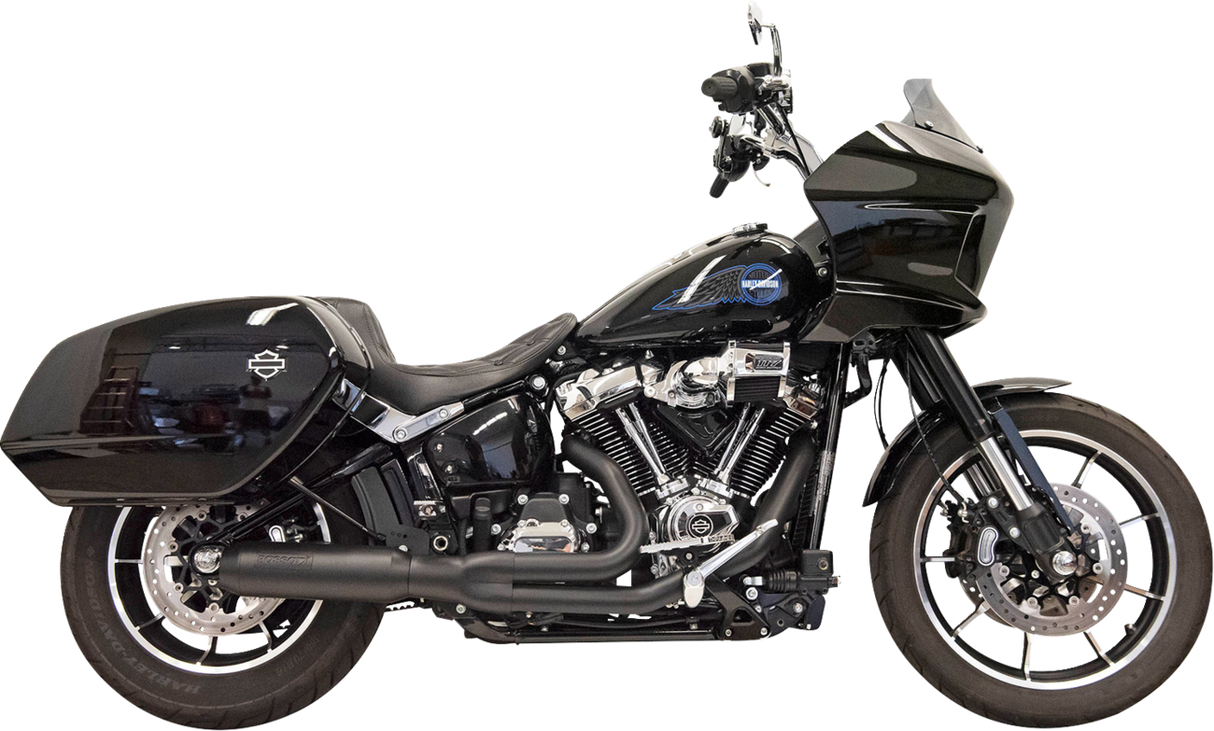 BASSANI XHAUST 2-into-1 Exhaust System with Superbike Muffler - 4" - Black - Softail M8 1S78B