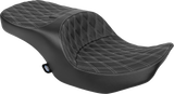 Drag Specialties Seats Forward Position Freedom Seat for Harley FLH/FLT '23-'25 with Silver Double Diamond Stitch