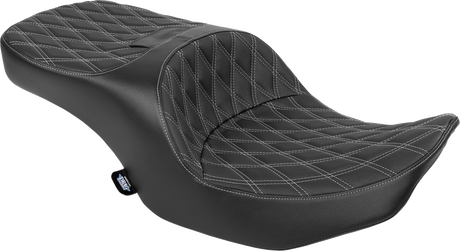 Drag Specialties Seats Forward Position Freedom Seat for Harley FLH/FLT '23-'25 with Silver Double Diamond Stitch