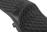 Drag Specialties Seats Forward Position Freedom Seat for Harley FLH/FLT '23-'25 with Silver Double Diamond Stitch