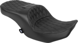 Drag Specialties Seats Forward Position Freedom Seat for Harley FLH/FLT 2023-2025 - Vinyl/Solar Leather Black Double Diamond Stitch (Part 4715F)