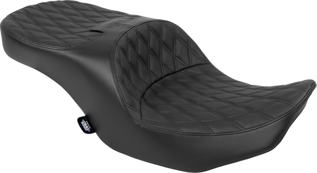 Drag Specialties Seats Forward Position Freedom Seat for Harley FLH/FLT 2023-2025 - Vinyl/Solar Leather Black Double Diamond Stitch (Part 4715F)