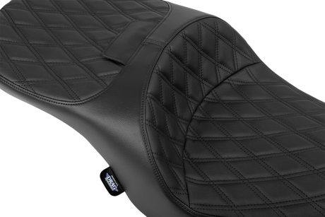 Drag Specialties Seats Forward Position Freedom Seat for Harley FLH/FLT 2023-2025 - Vinyl/Solar Leather Black Double Diamond Stitch (Part 4715F)