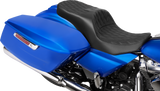 Drag Specialties Seats Forward Position Freedom Seat for Harley FLH/FLT 2023-2025 - Vinyl/Solar Leather Black Double Diamond Stitch (Part 4715F)