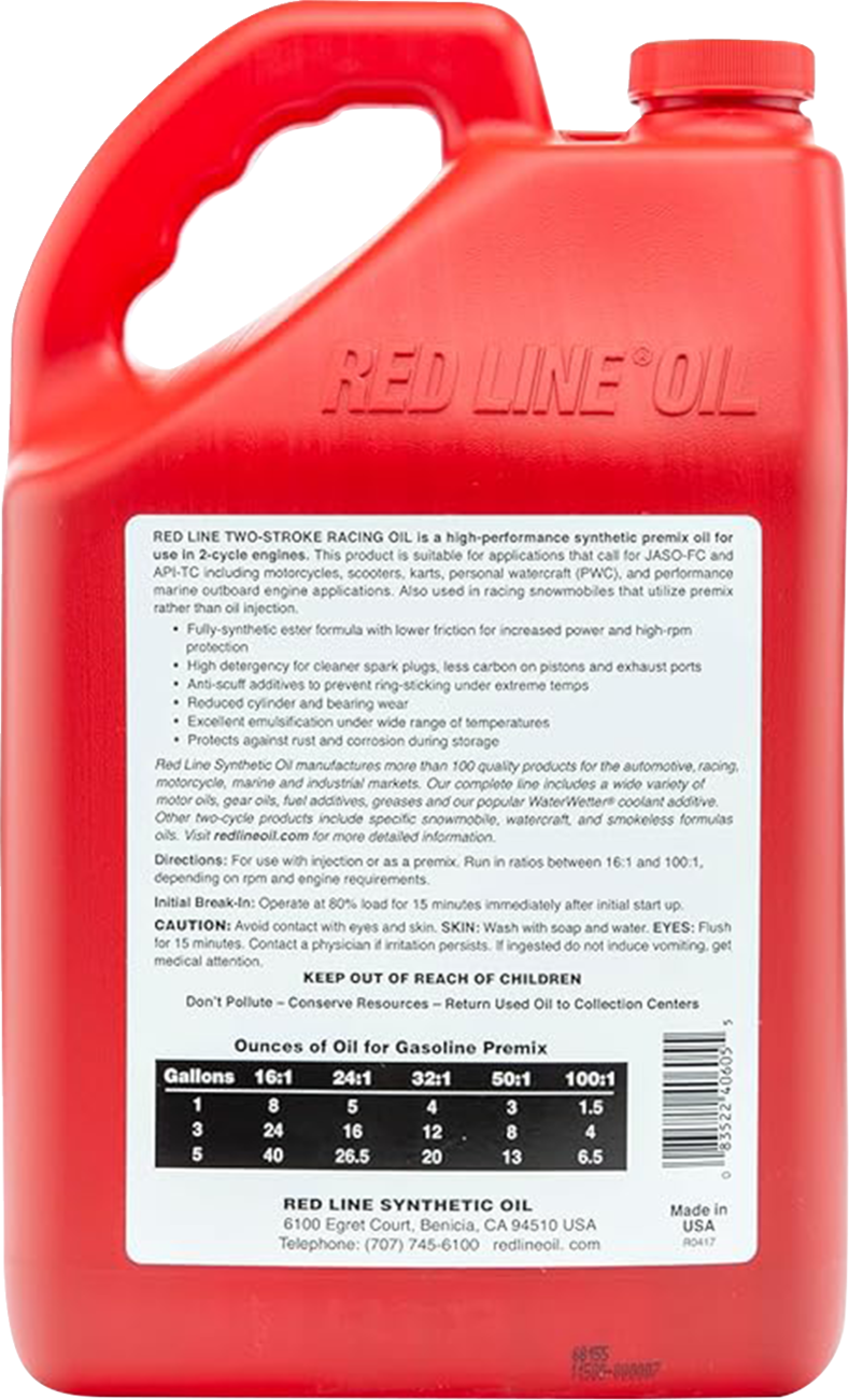 RED LINE SYNTHETIC OIL 2-Stroke Racing Oil - 1 US gallon 40605