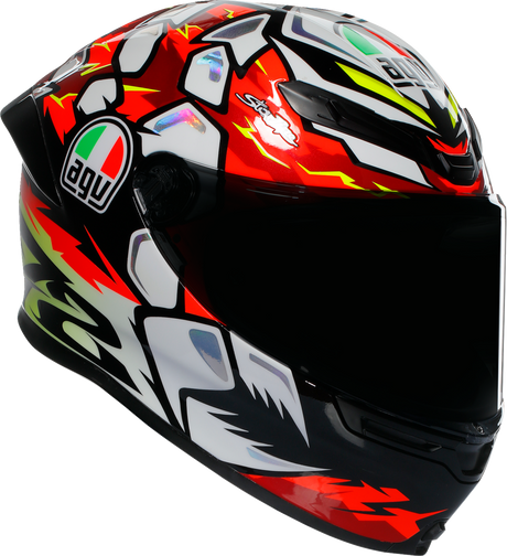 AGV K6 S Bezzecchi 2024 Motorcycle Helmet - Medium with Carbon-Aramid Shell, Ventilation, and Integrated Communication System for Sport and Street Riding