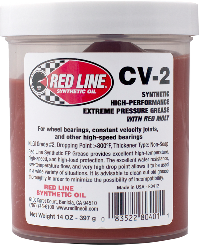 RED LINE SYNTHETIC OIL CV-2 Grease with Moly - 14 oz Jar 80401