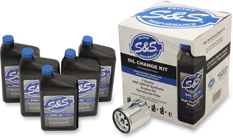 S&S CYCLE Oil Change Kit - Chrome Filter - M8 - 5 US quarts 218944