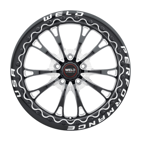 Weld S908 18x10 Belmont Drag Beadlock Wheel - Gloss Black Finish, 5x114.3 Bolt Pattern, ET30 Offset