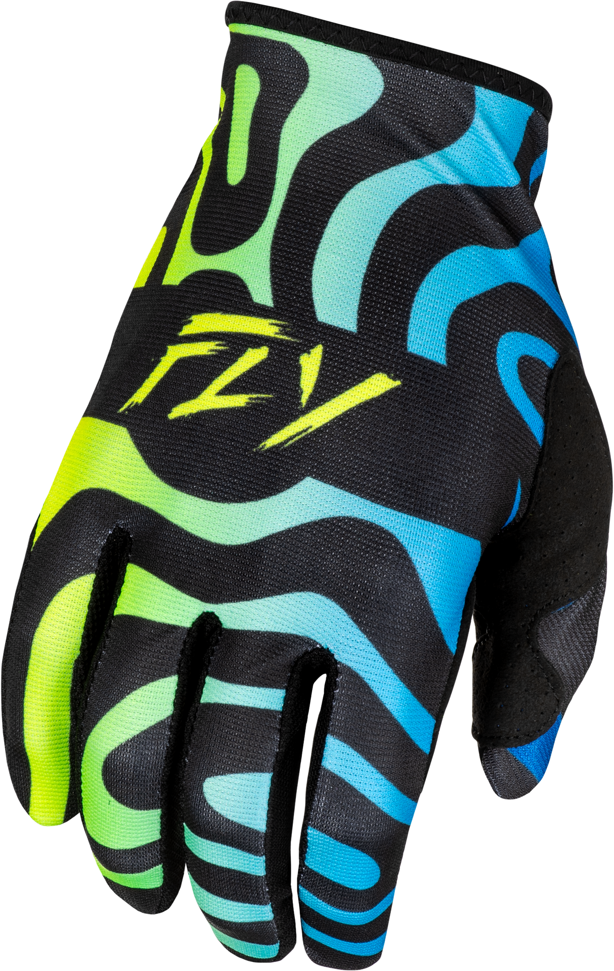 Fly Racing Lite Zen Gloves Black/Blue/Hi Vis for Motocross and Off-Road Bicycles, XL - Part 378-740X