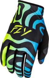 Fly Racing Lite Zen Gloves Black/Blue/Hi Vis for Motocross and Off-Road Bicycles, XL - Part 378-740X