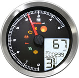 KOSO BA051201 Speedo / Tach Silver Bezel LCD Color Change Display for Harley Davidson XL883N, XL883L, Softail, Dyna, and Sportster Models